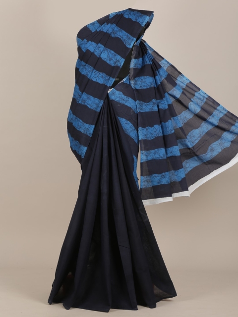 Pothys Blue & Black Tie and Dye Jaipur Cotton Saree