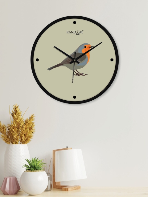RANDOM Black & Grey Printed 24.13 cm Contemporary Wall Clock