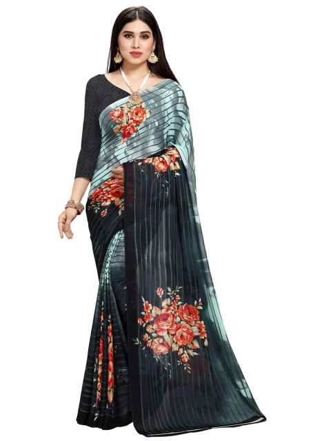 KALINI Blue & Grey Floral Saree
