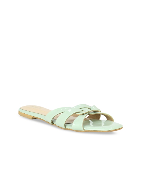 Inc 5 Women Green Open Toe Flats