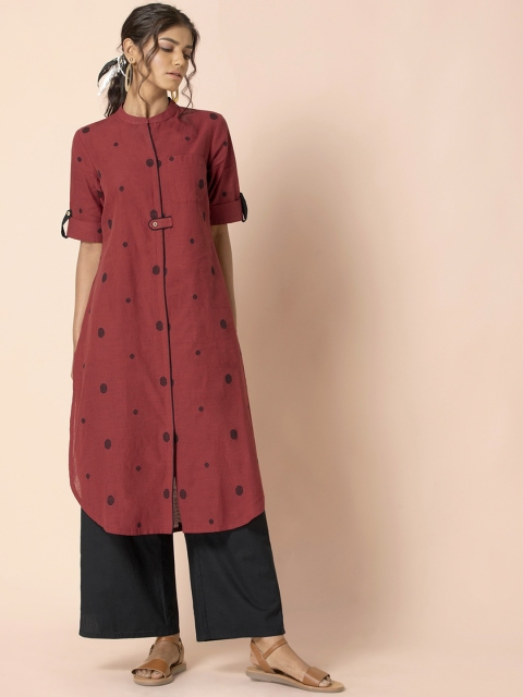 Earthen BY INDYA Maroon Polka Shirt Tunic and Pants Set