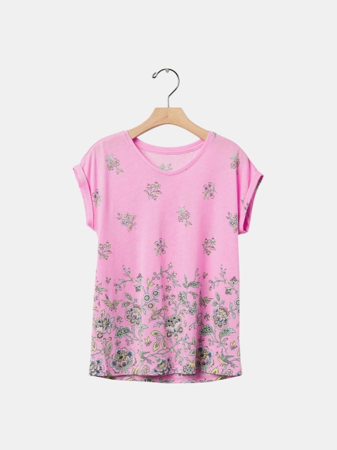 GAP Girls Pink Floral V-Neck Tee