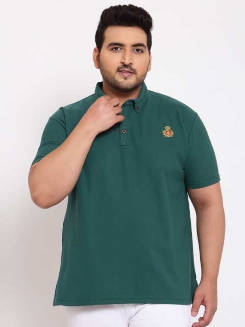 plusS Men Green Mandarin Collar T-shirt
