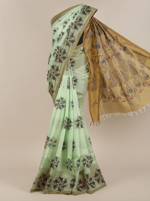 Pothys Green & Blue Ethnic Motifs Saree