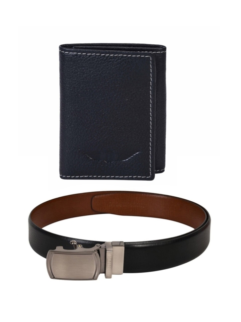 CHRISTOPOLO Men Black Leather Accessory Gift Set