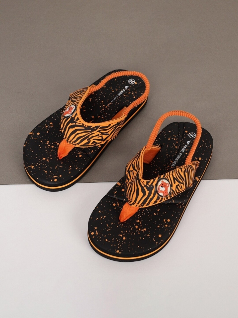 Fame Forever by Lifestyle Boys Orange & Black Printed Rubber Thong Flip-Flops