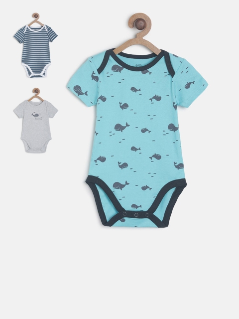 MINI KLUB Kids Pack of 3 Pure Cotton Bodysuit, Multi