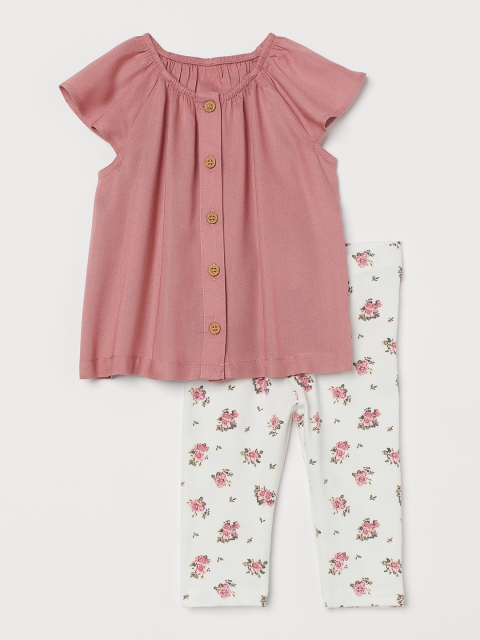H&M Girls White & Pink 2 Piece Set