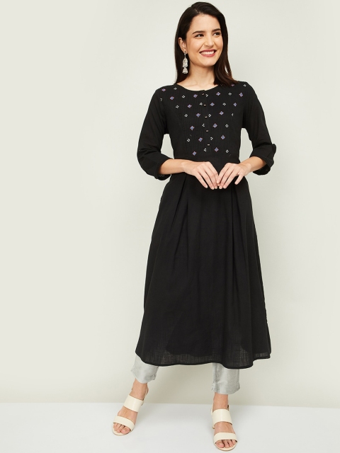 Melange by Lifestyle Women Black Embroidered Anarkali Kurta
