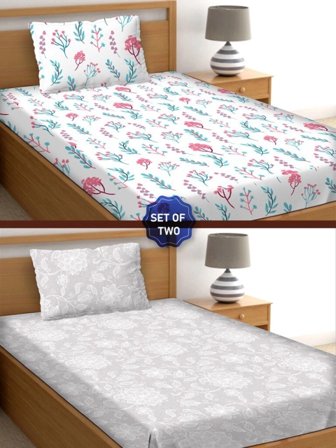 BELLA CASA White & Green Floral 250 TC Set Of 2 Single Bedsheets with Pillow Covers
BELLA CASA White & Green Floral 250 TC Set Of 2 Single Bedsheets with Pillow Covers