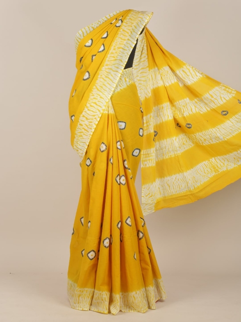 Pothys Yellow & White Jaipur Cotton Saree