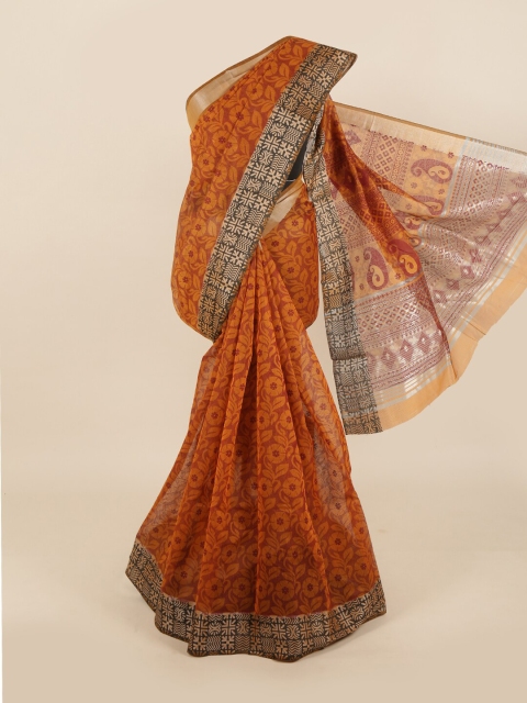 Pothys Mustard & Black Ethnic Motifs Saree