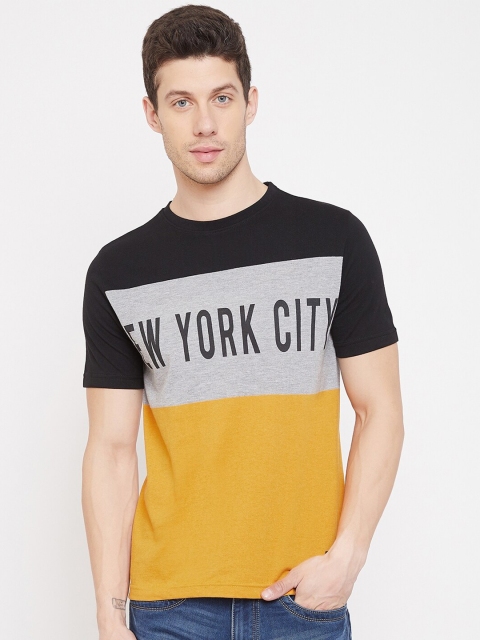 Austin wood Men Black & Grey Colourblocked T-shirt