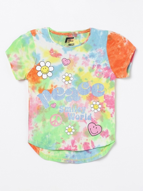 Fame Forever by Lifestyle Girls Multi Tie & Dye Printed High Low T-shirt