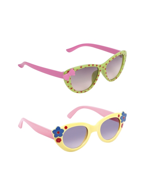 Olvin Girls Grey Lens & Green Oval Sunglasses with UV Protected Lens