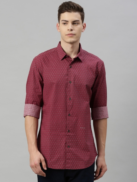 RARE RABBIT Men Maroon Printed Casual Shirt