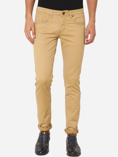 JADE BLUE Men Beige Cotton Slim Fit Jeans