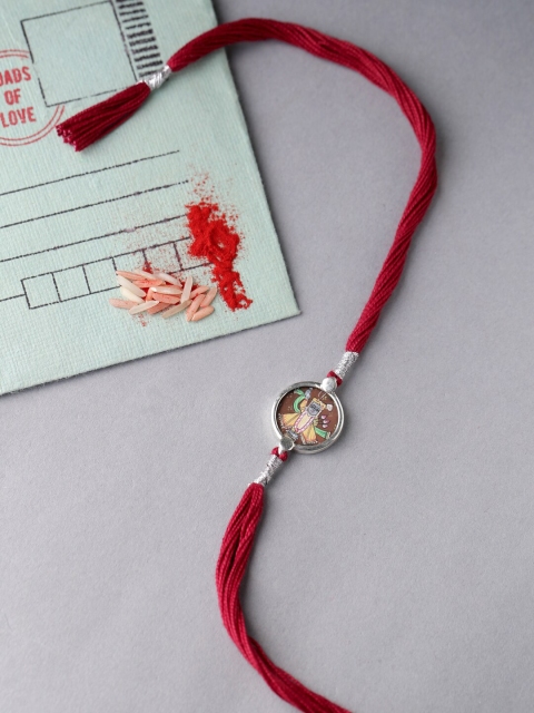 ADORN by Nikita Ladiwala Sterling Silver HandPainted ShreeNathJi Rakhi