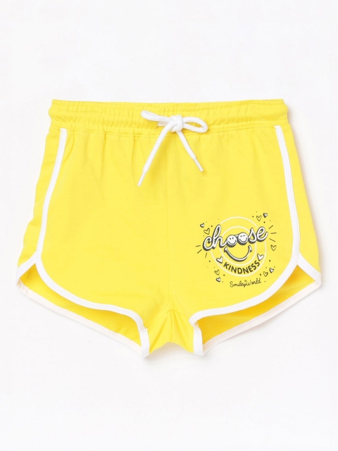 Fame Forever by Lifestyle Girls Yellow Typography Printed Mid-Rise Regular Shorts