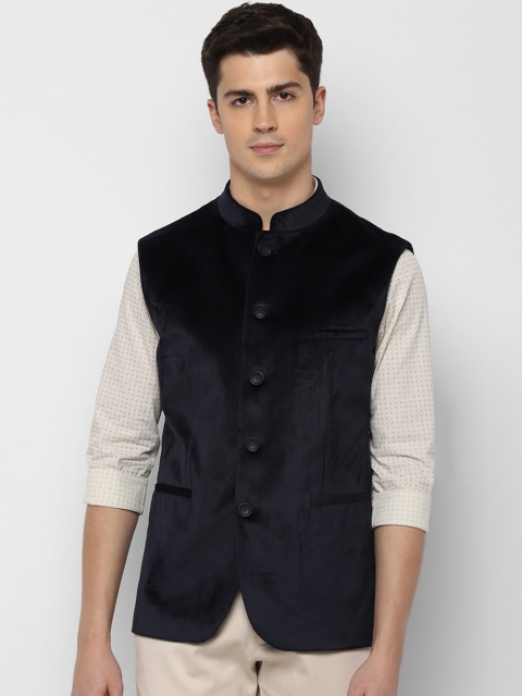 Allen Solly Men Purple Solid Slim-Fit Woven Nehru Jacket