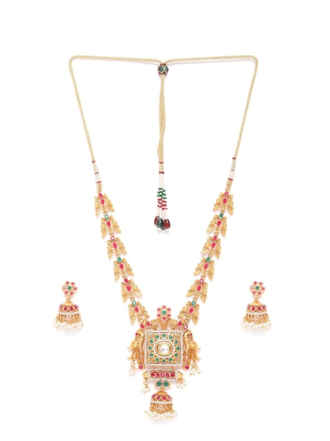 Priyaasi Gold-Plated Magenta Pink & Green Ruby Emerald-Studded Pearl Beaded Handcrafted Jewellery Set
Priyaasi Gold-Plated Magenta Pink & Green Ruby Emerald-Studded Pearl Beaded Handcrafted Jewellery Set