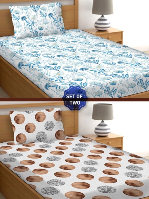 BELLA CASA White & Blue 250 TC Premium Cotton 2 Single Bedsheet with 2 Pillow Covers
BELLA CASA White & Blue 250 TC Premium Cotton 2 Single Bedsheet with 2 Pillow Covers