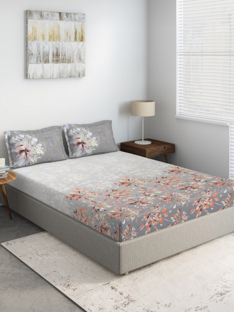 DDecor Grey & Peach-Coloured Floral 140 TC Queen Bedsheet with 2 Pillow Covers
DDecor Grey & Peach-Coloured Floral 140 TC Queen Bedsheet with 2 Pillow Covers