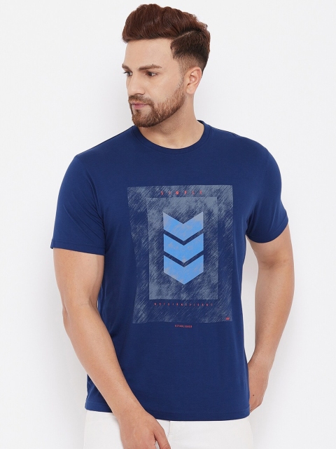 98 Degree North Men Blue Printed T-shirt