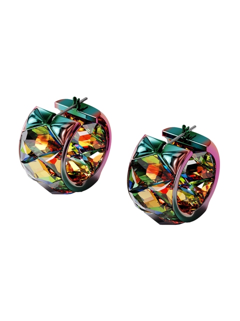 SWAROVSKI Green & Yellow Circular Hoop Earrings