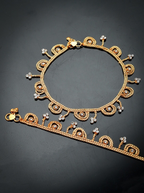 Silvermerc Designs Traditional Ethnic Samira Tasselled Anklet, Gold