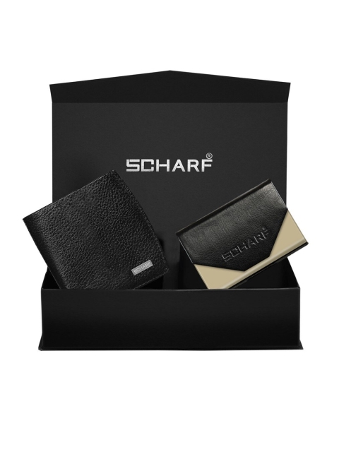 SCHARF Men Black Solid Genuine Leather Accessory Gift Set