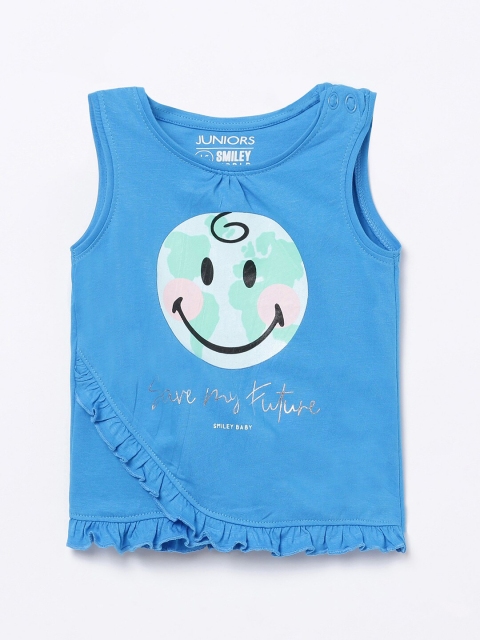 Juniors by Lifestyle Girls Blue Printed T-shirt