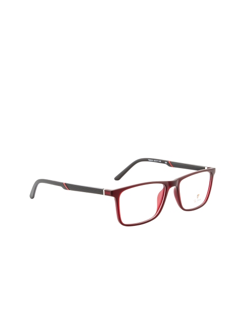 Ted Smith Unisex Black & Maroon Full Rim Wayfarer Frames