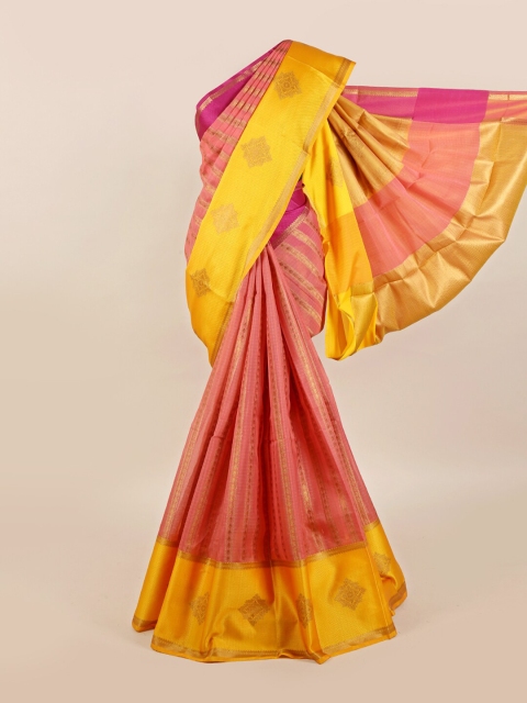 Pothys Pink & Yellow Woven Design Saree