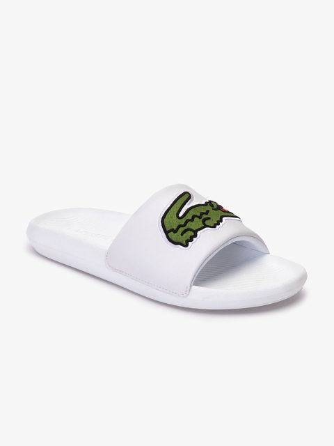 Lacoste Men White Croc Printed Sliders