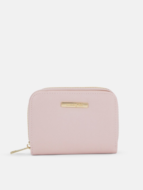 Forever Glam by Pantaloons Women Pink Solid Leather Zip Around Wallet