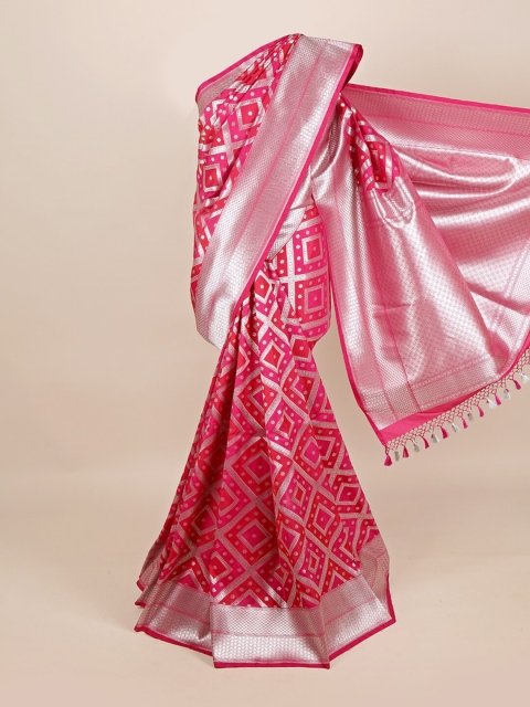 Pothys Magenta & Silver-Toned Zari Art Silk Banarasi Saree