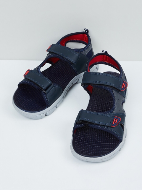 max Men Navy Blue & Red Sports Sandals