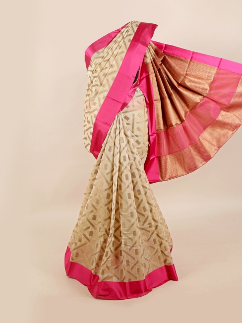 Pothys Cream & Pink Woven Design Saree