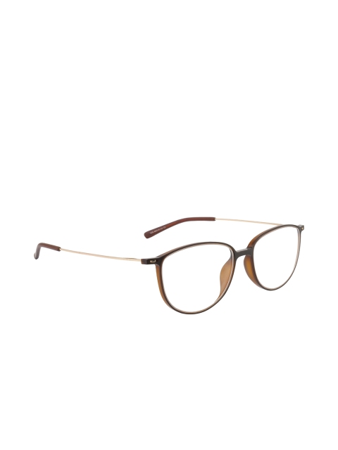 Ted Smith Unisex Gold & Brown Full Rim Oval Frames - TSO-1675_C2