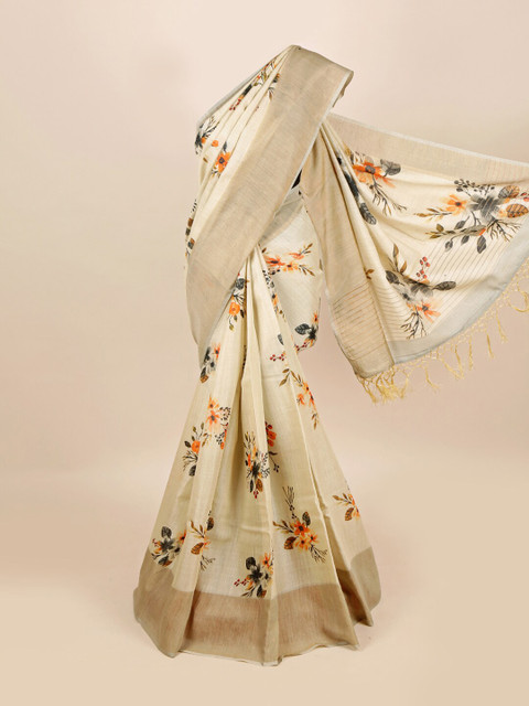 Pothys Cream & Green Floral Pure Silk Tussar Saree
Pothys Cream & Green Floral Pure Silk Tussar Saree