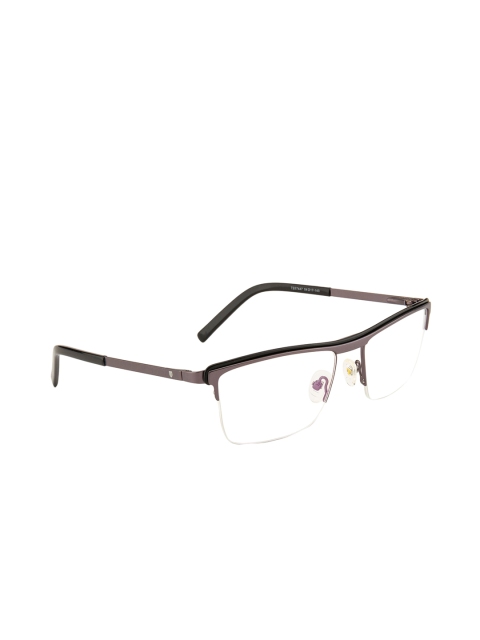 Ted Smith Unisex Grey & Black Half Rim Wayfarer Frames