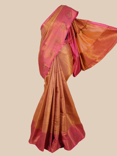 Pothys Pink & Gold-Toned Woven Design Zari Art Silk Banarasi Saree