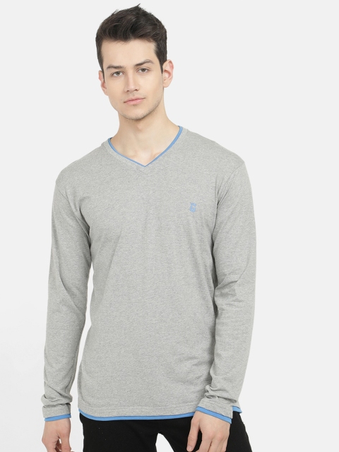 V2 Value & Variety Men Grey V-Neck T-shirt