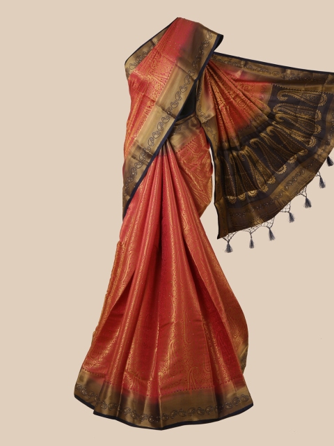 Pothys Pink & Blue Woven Design Art Silk Banarasi Saree