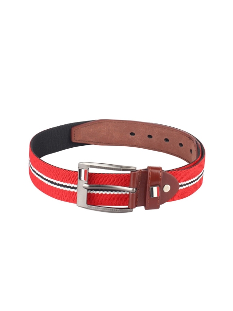 Swiss Design Men Red Striped Belt