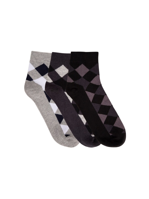 N2S NEXT2SKIN Men Pack Of 3 Assorted Ankle-Length Cotton Socks
