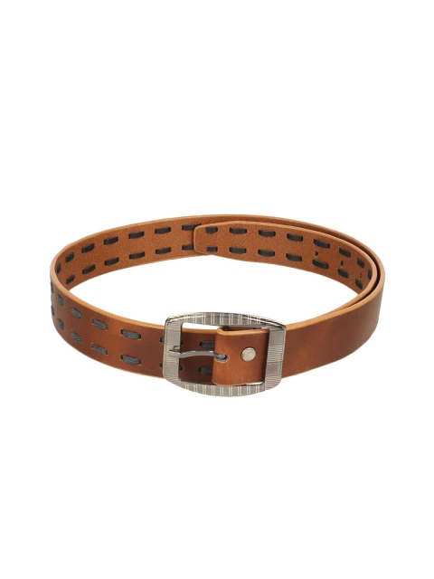 Swiss Design Men Tan Woven Design Belt