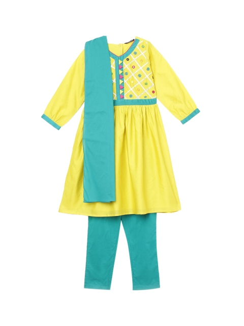 Melange by Lifestyle Girls Yellow Embroidered Empire Pure Cotton Kurta with Churidar & With Dupatta
Melange by Lifestyle Girls Yellow Embroidered Empire Pure Cotton Kurta with Churidar & With Dupatta