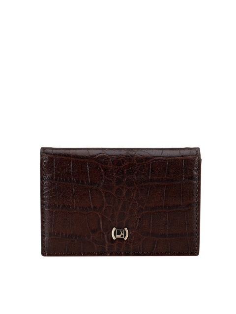 Da Milano Men Brown Textured Leather Card Holder